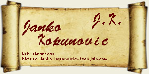 Janko Kopunović vizit kartica